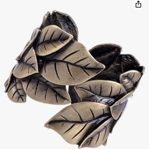 Alilang Vintage Large Chunky Bronze Leaf Hinge Wide Bracelet